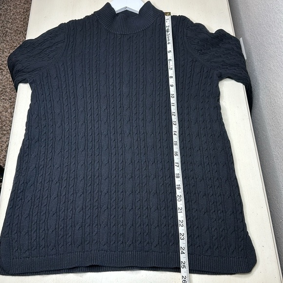 Lands End Cable Knit Fine Gauge Mock Neck Tunic Sweater Size M/P - Picture 11 of 12